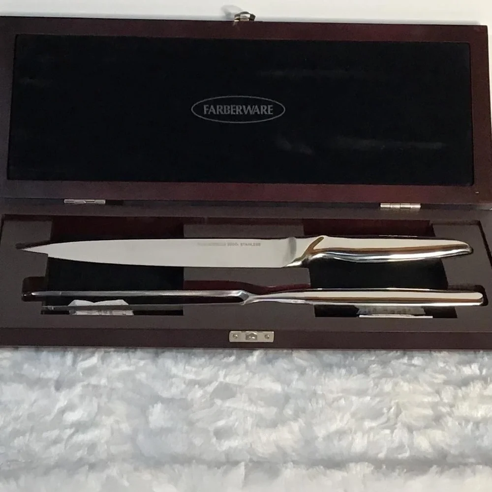 Farberware 200 Series 2 Piece Carving Set Stainless‎ Steel 8in Slicer 6in Fork